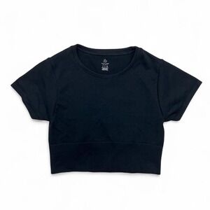 Offline By Aerie Black Workout Crop Top Size‎ Small Active Stretch Sport